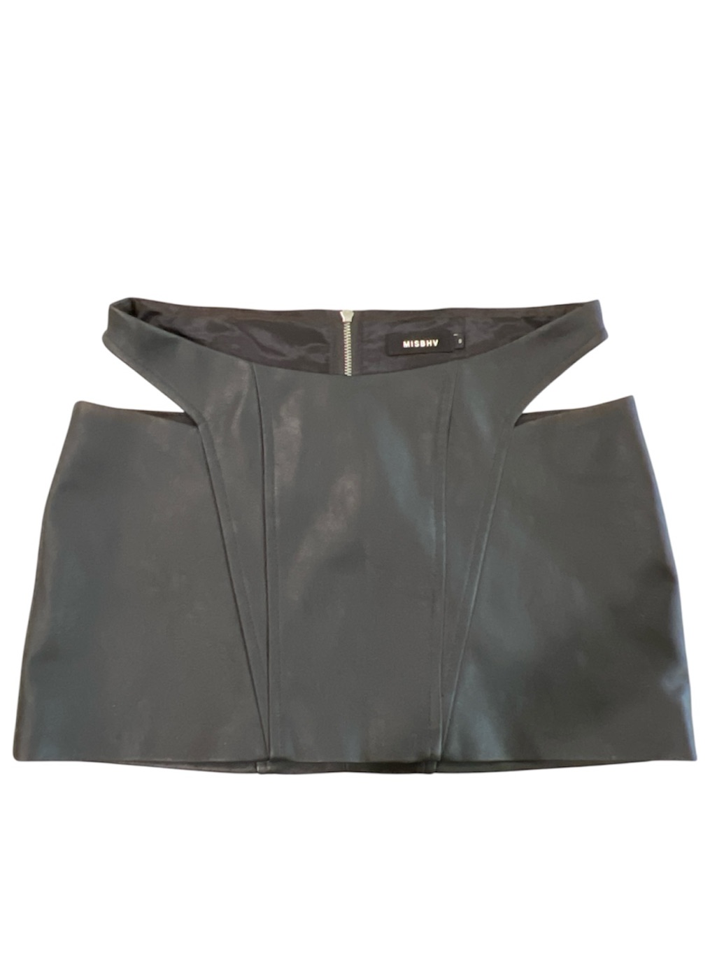 Misbhv Black Faux-Leather Cutout Mini Skirt